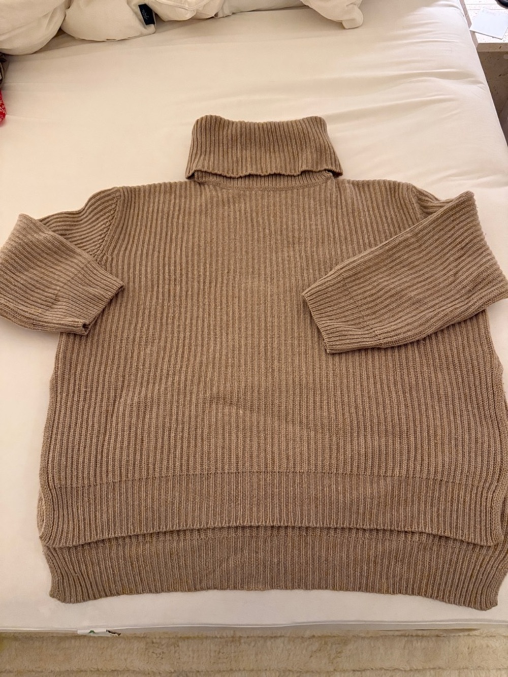 Anine Bing Cashmere Turtleneck Sweater in Tan, Size XS